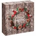[W17426] Geschenkboxen 'Weihnachtskranz' 198x190x99 mm Wellpappe 